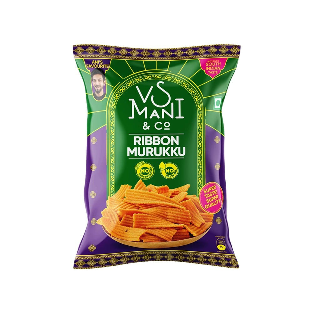 VS Mani & Co. Garlic Ribbon Murukku, No Palm Oil : 65 g