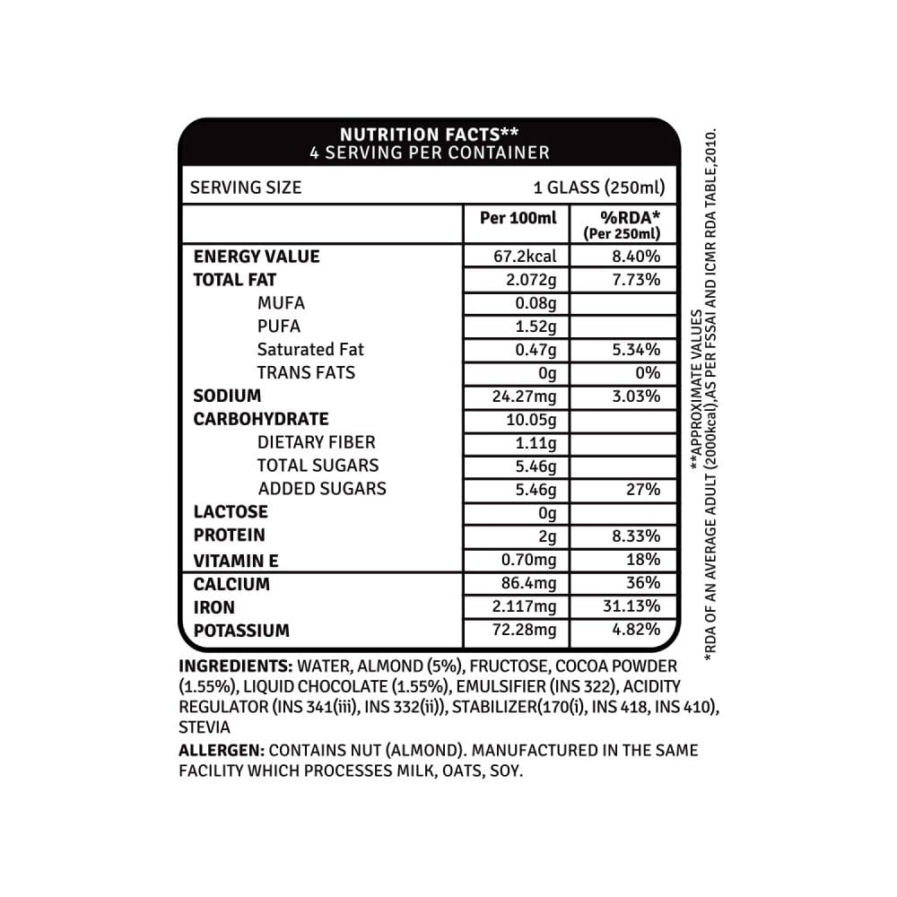 Raw Pressery Cacao Almond Beverage : 1 ltr