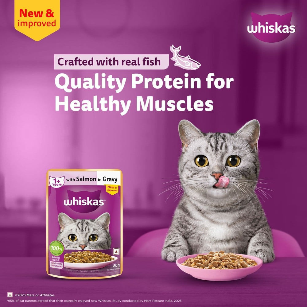 Whiskas Adult Wet Cat Food -Salmon in Gravy (1+ Years) : 80 g
