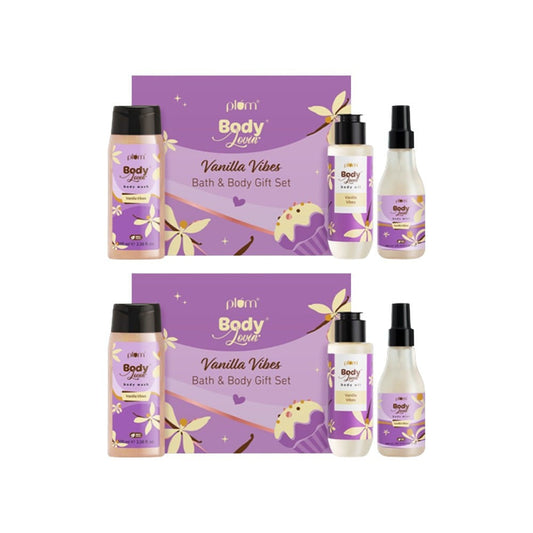 Plum BodyLovin' Vanilla Vibes Bath & Body Gift Set - Pack of 2 : 2 x 1 pack (3 pieces)