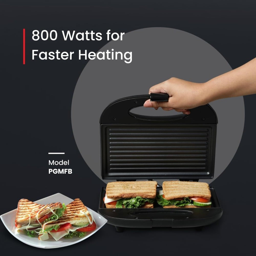 Prestige Grill Sandwich Maker with Fixed Grill Plates (800W, Black) : 1 unit