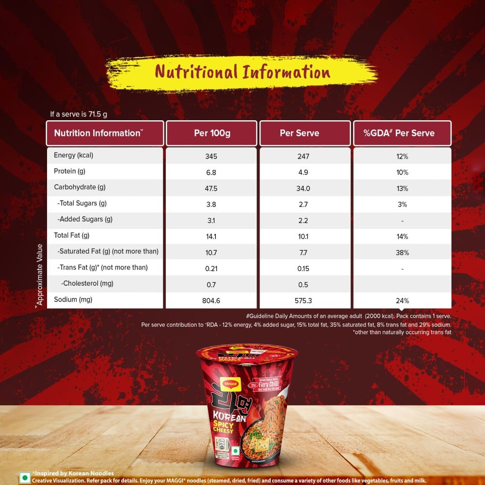 Maggi Korean Spicy Cheesy Cup Noodles : 71.5 g