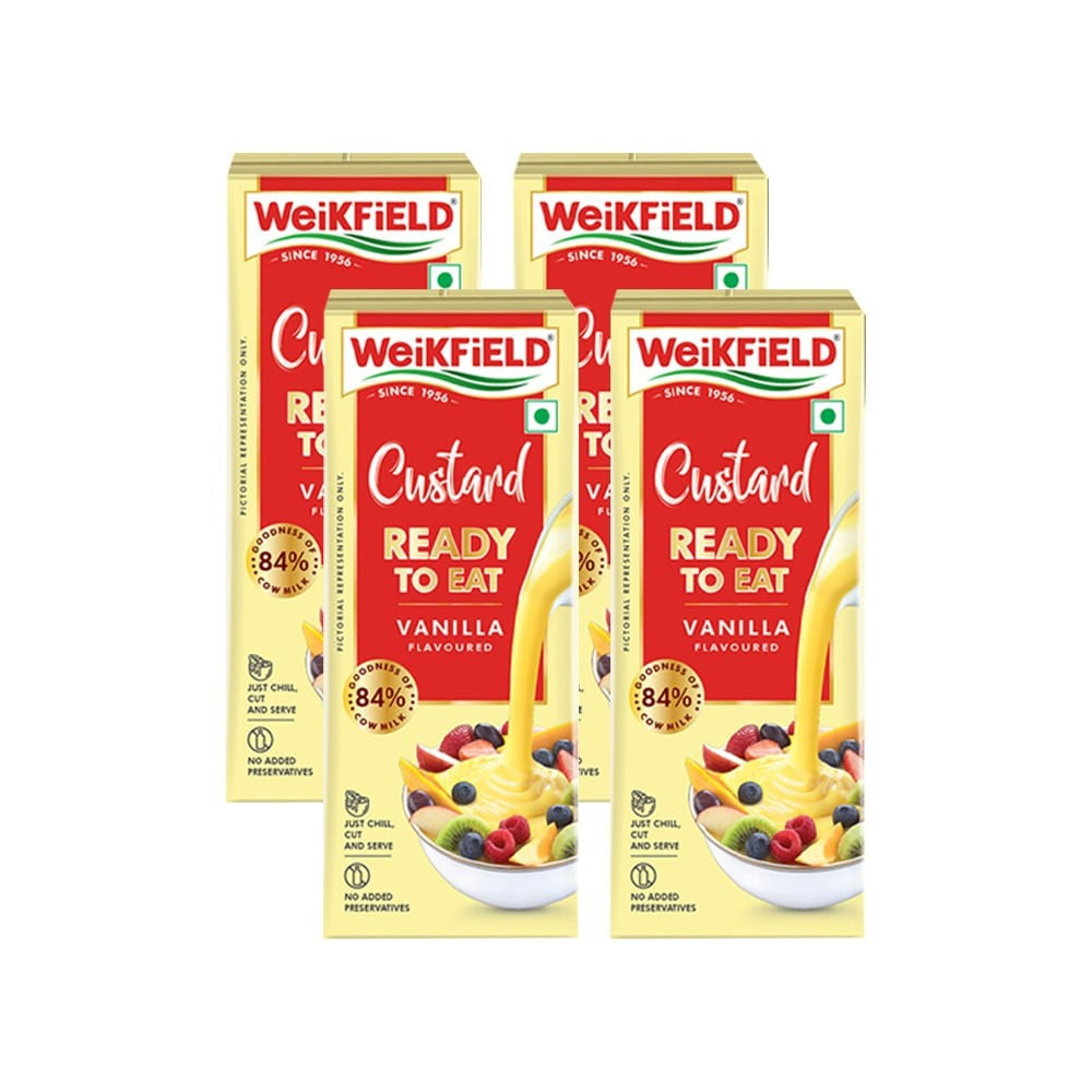 Weikfield Ready To Eat Custard (Vanilla) - Pack of 4 : 4 x 200 ml