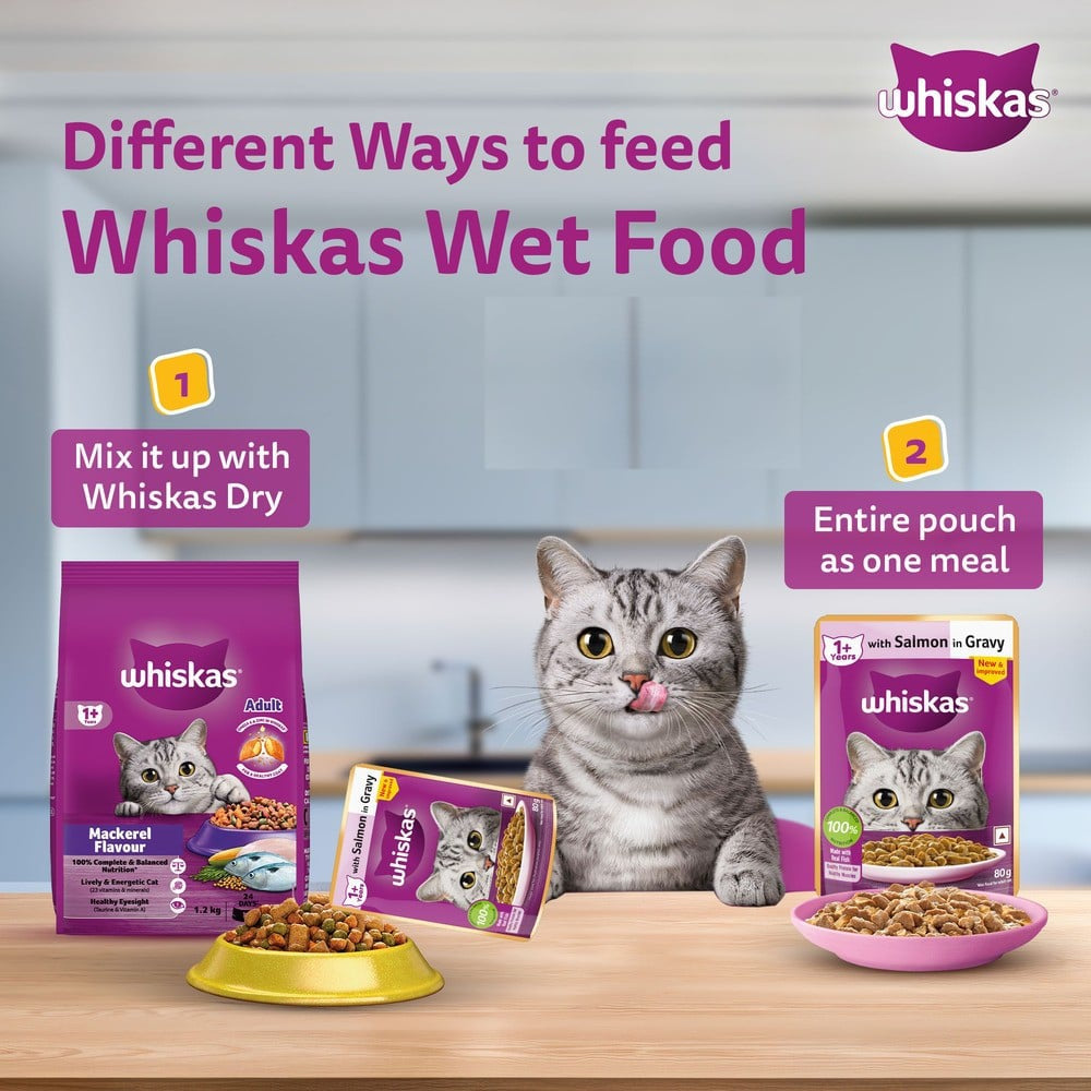 Whiskas Adult Wet Cat Food -Salmon in Gravy (1+ Years) : 80 g