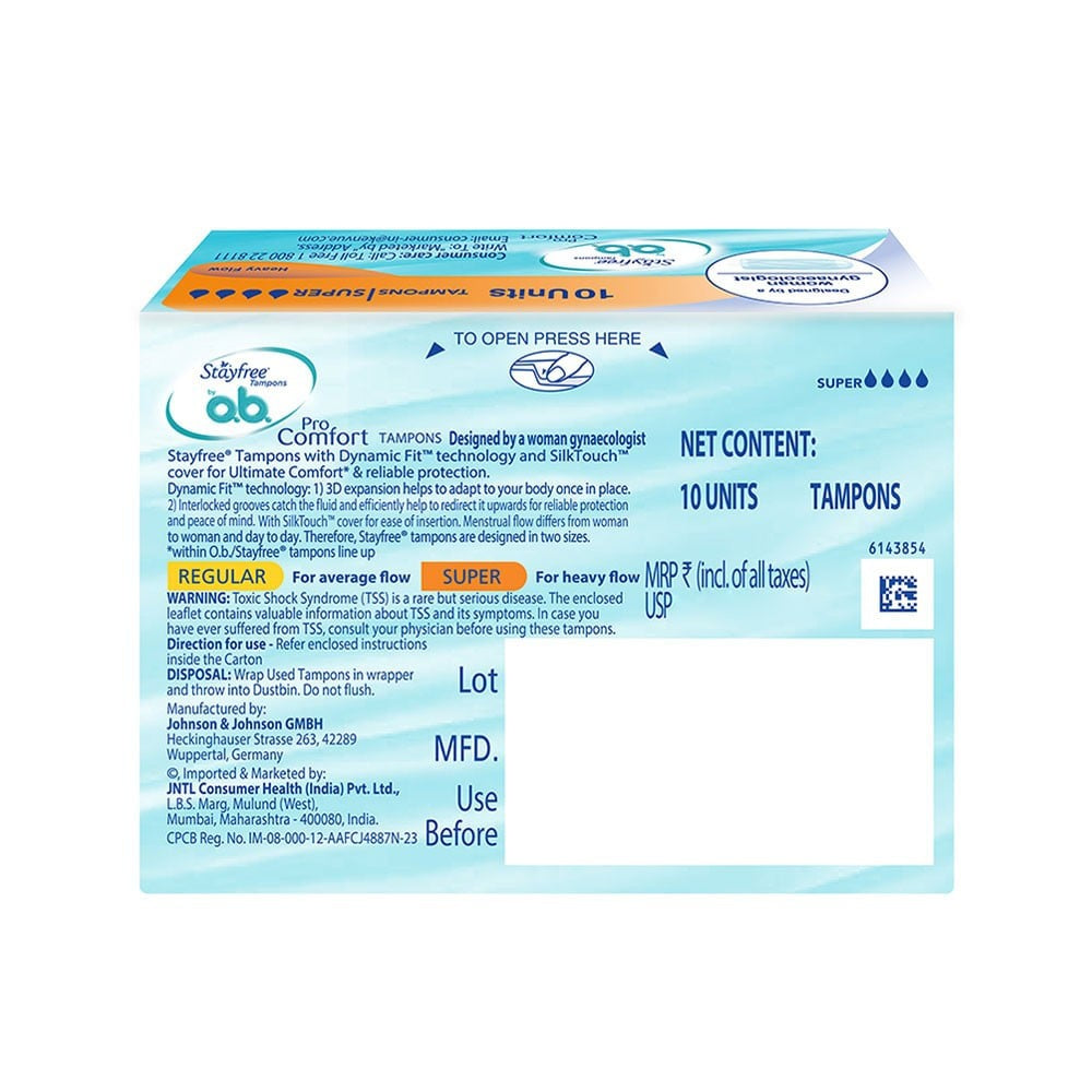 Stayfree OB-Super Pro Comfort Tampons : 10 pieces