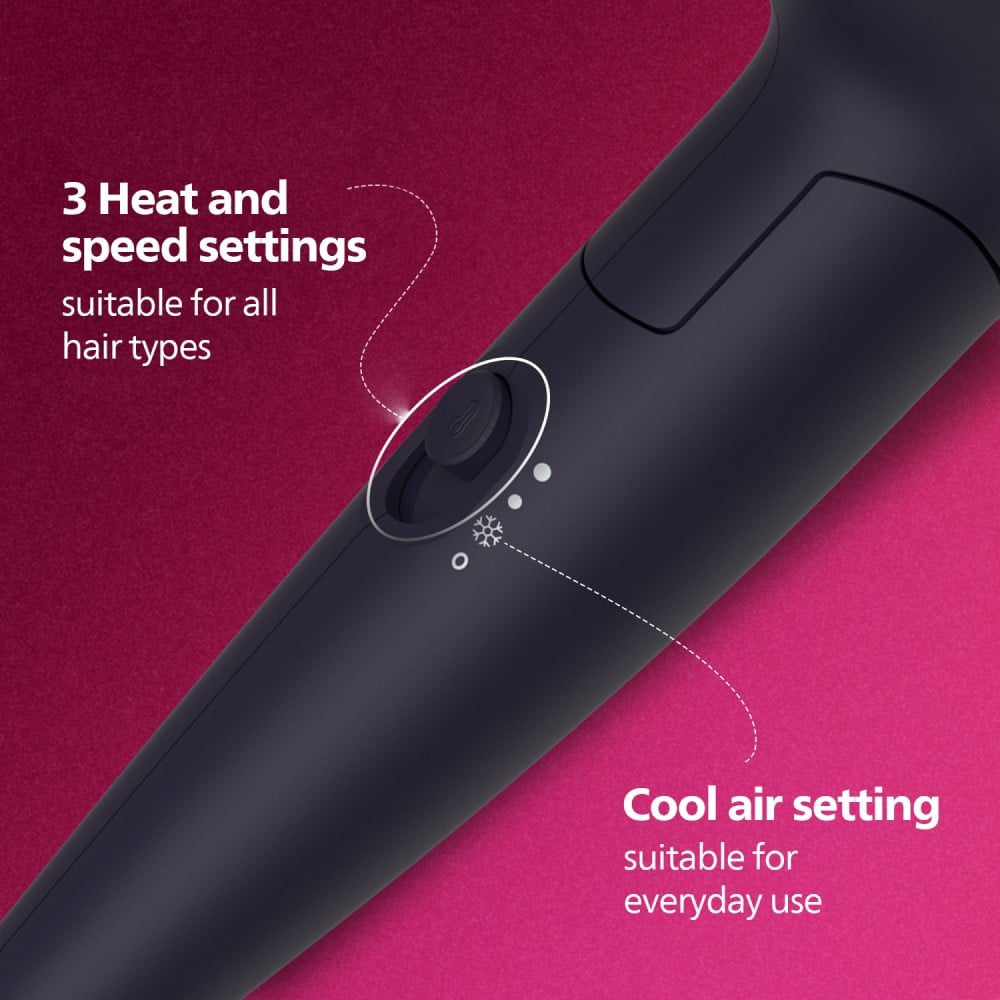 Philips BHD318/00 Hair Dryer - Powerful Drying with Less Heat (Purple, 1600W) : 1 unit