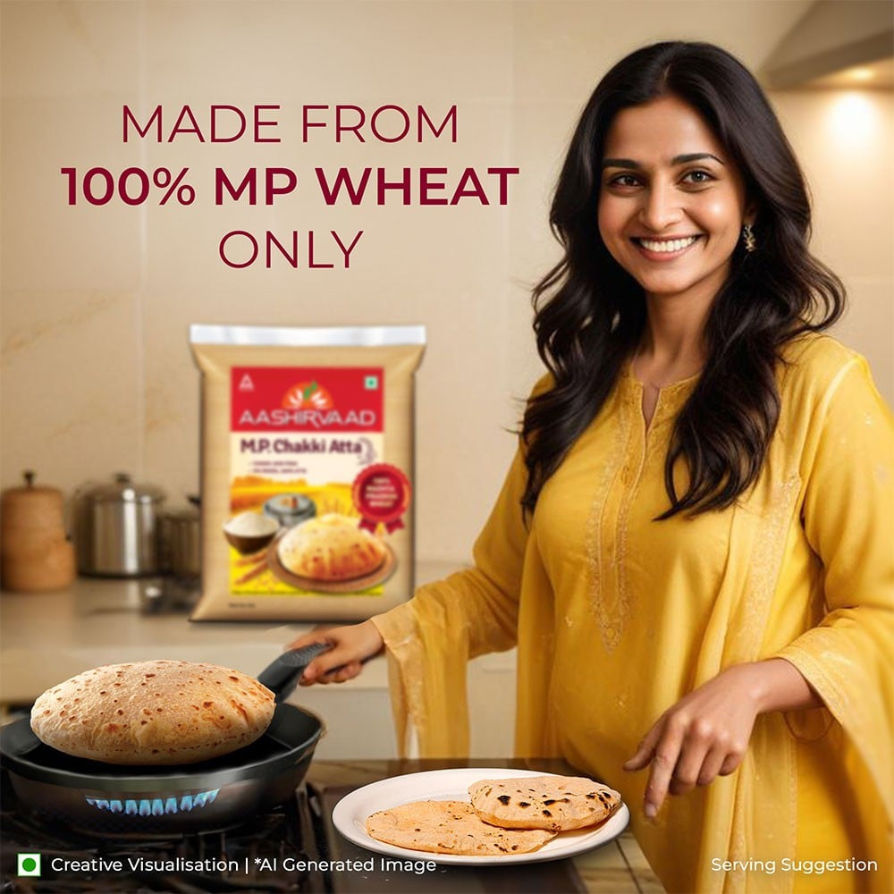 Aashirvaad 0% Maida, 100 % M.P. Chakki Atta : 5 kg