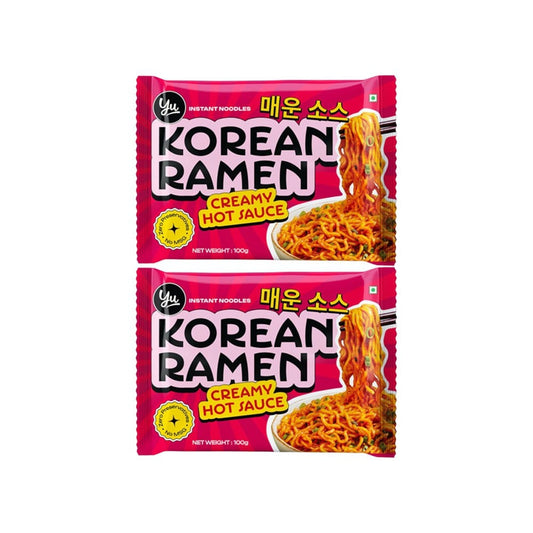 Yu Creamy Hot Sauce Korean Ramen Instant Noodles - Pack of 2 : 2 x 100 g