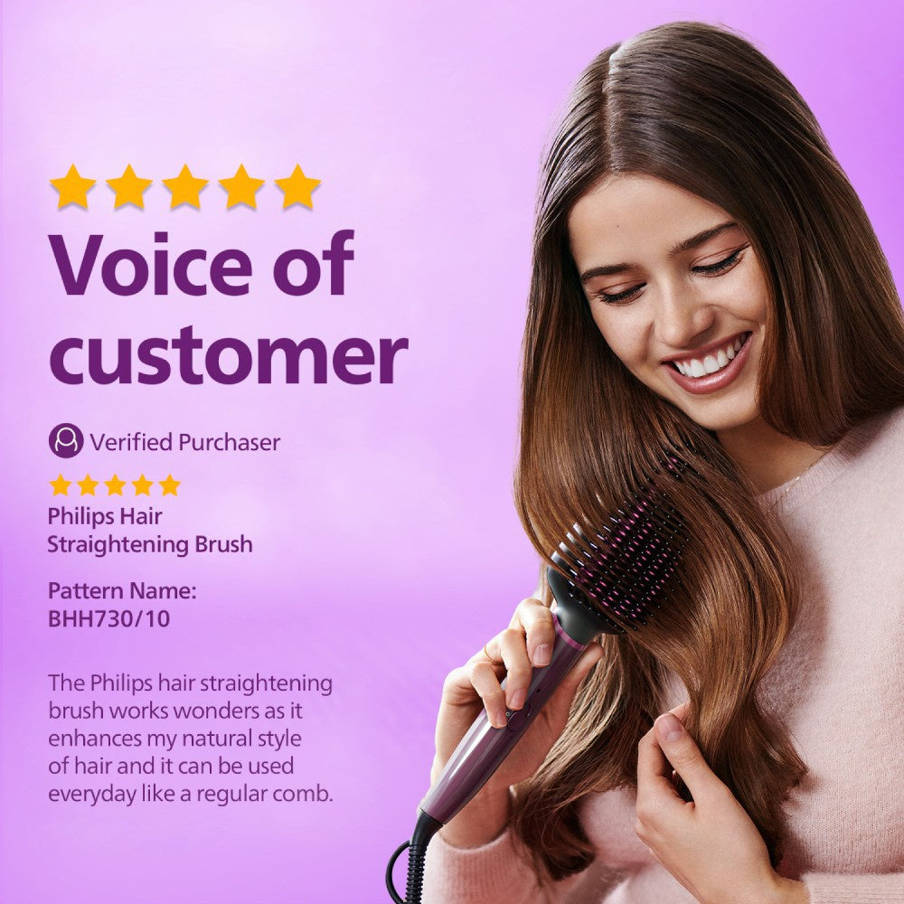 Philips BHH730/00 Heated Hair Straightener Brush (Black & Pink) : 1 unit