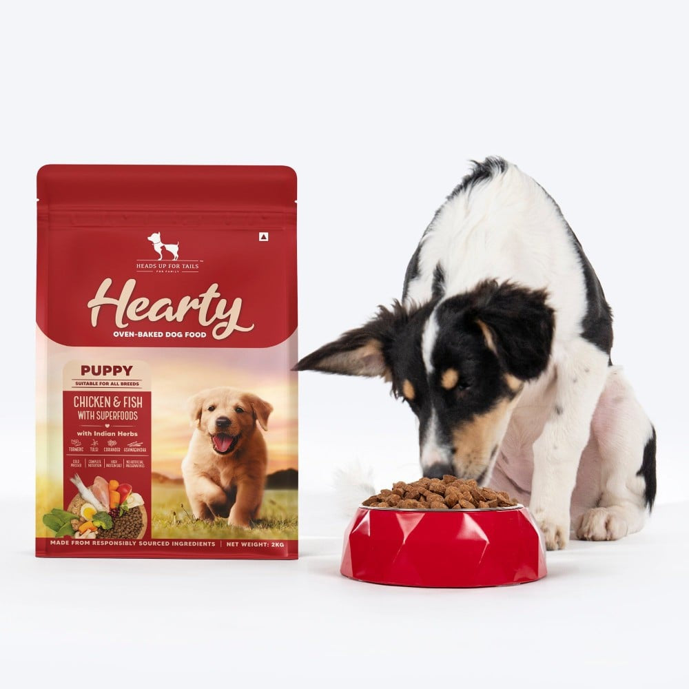 HUFT Heart Oven Baked Dry Dog Food for Puppies with Chicken, Fish & Indian Herbs : 2 kg