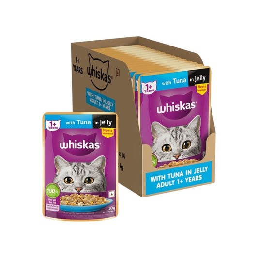 Whiskas Adult Wet Cat Food -Tuna in Jelly (1+ Years) : 14 x 80 g
