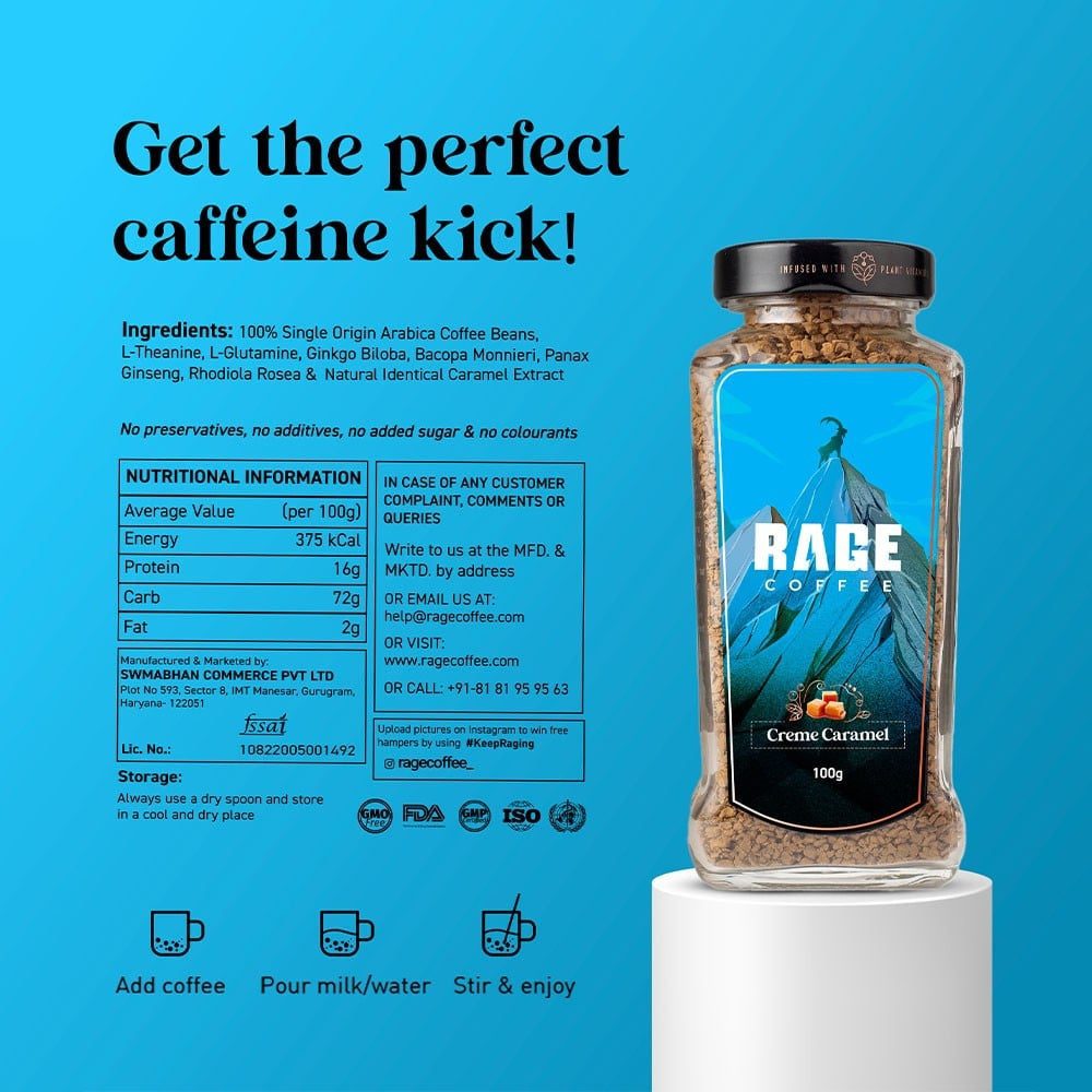 Rage Coffee Creme Caramel Instant Flavoured Coffee : 100 g