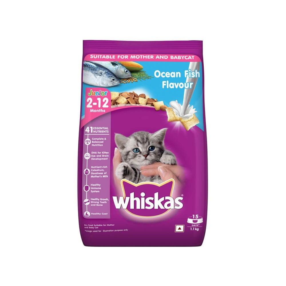 Whiskas Dry Kitten Food -Ocean Fish Flavour (2-12 months) : 1.1 kg