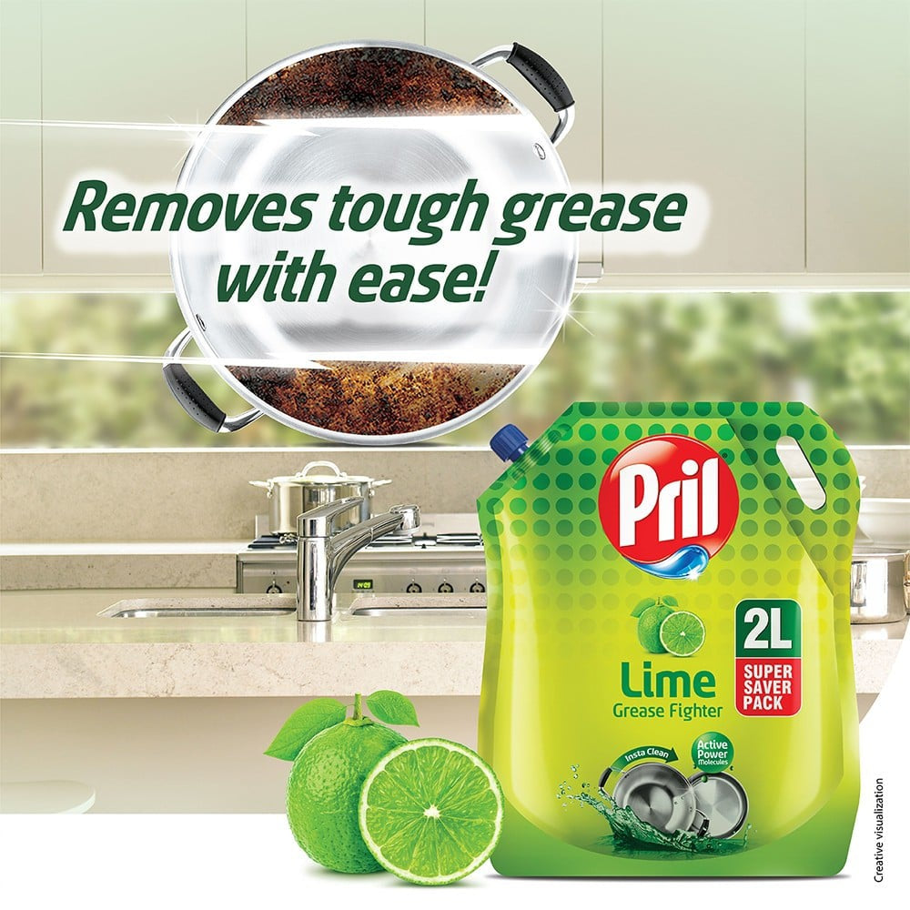 Pril Dishwash Gel (Lime) : 2 ltr
