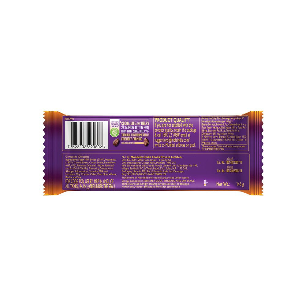 Cadbury Dairy Milk Silk Hazelnut Flavoured Chocolate Bar : 143 g