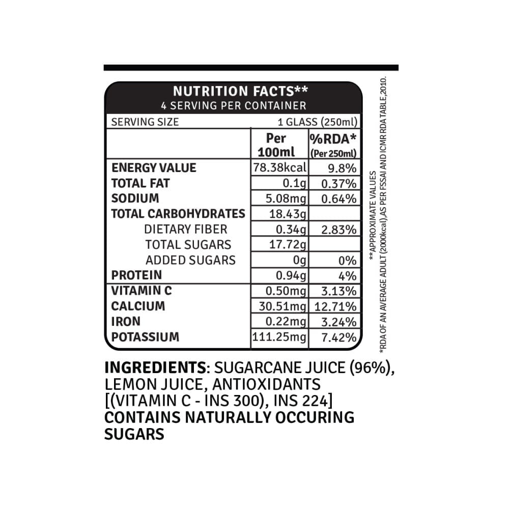 Raw Pressery Sugarcane Juice : 1 ltr