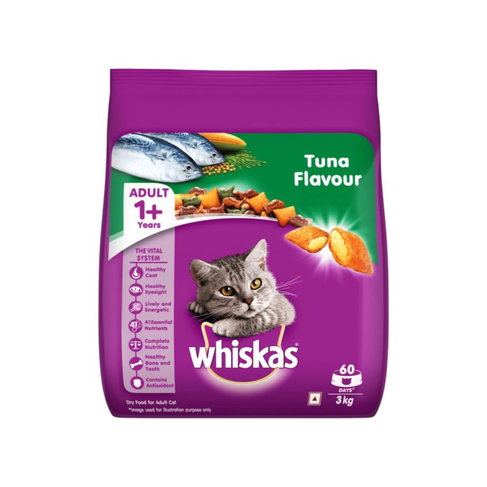 Whiskas Adult Dry Cat Food -Tuna Flavour (1+ Years) - Pack of 2 : 2 x 3 kg