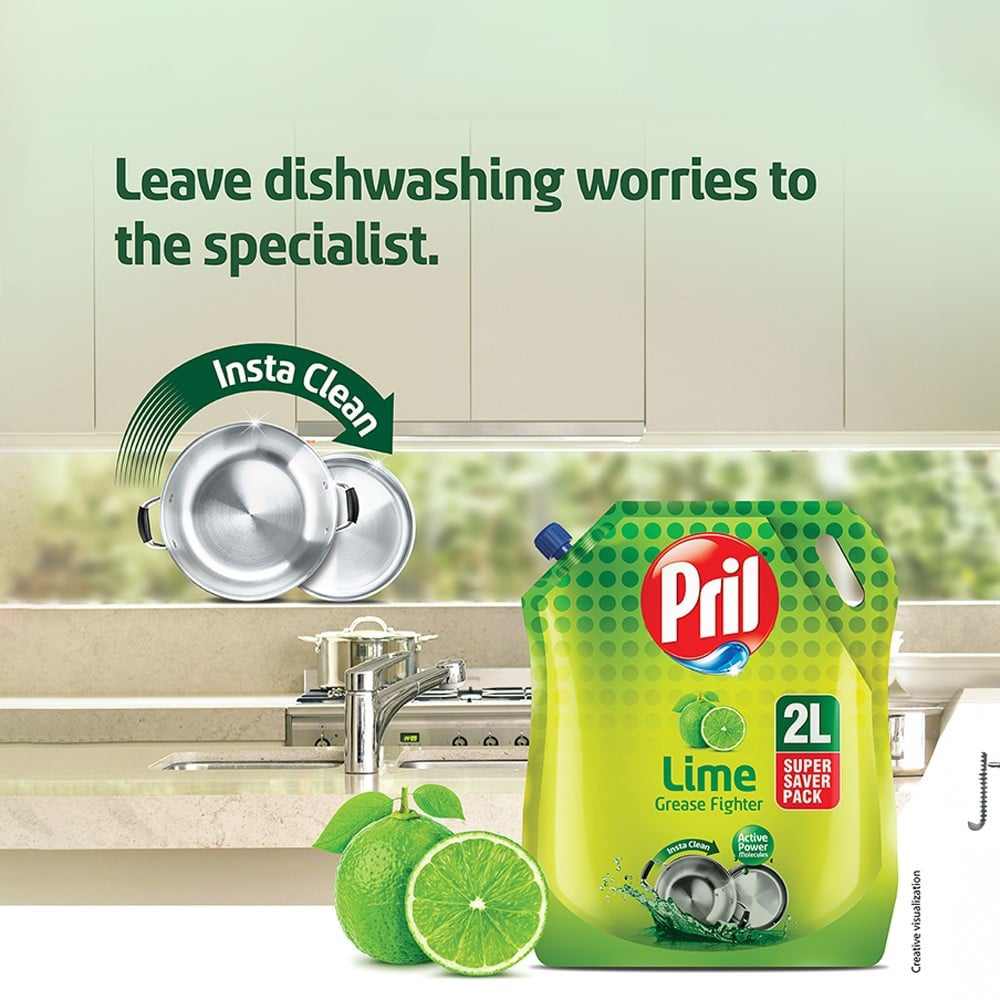 Pril Dishwash Gel (Lime) : 2 ltr