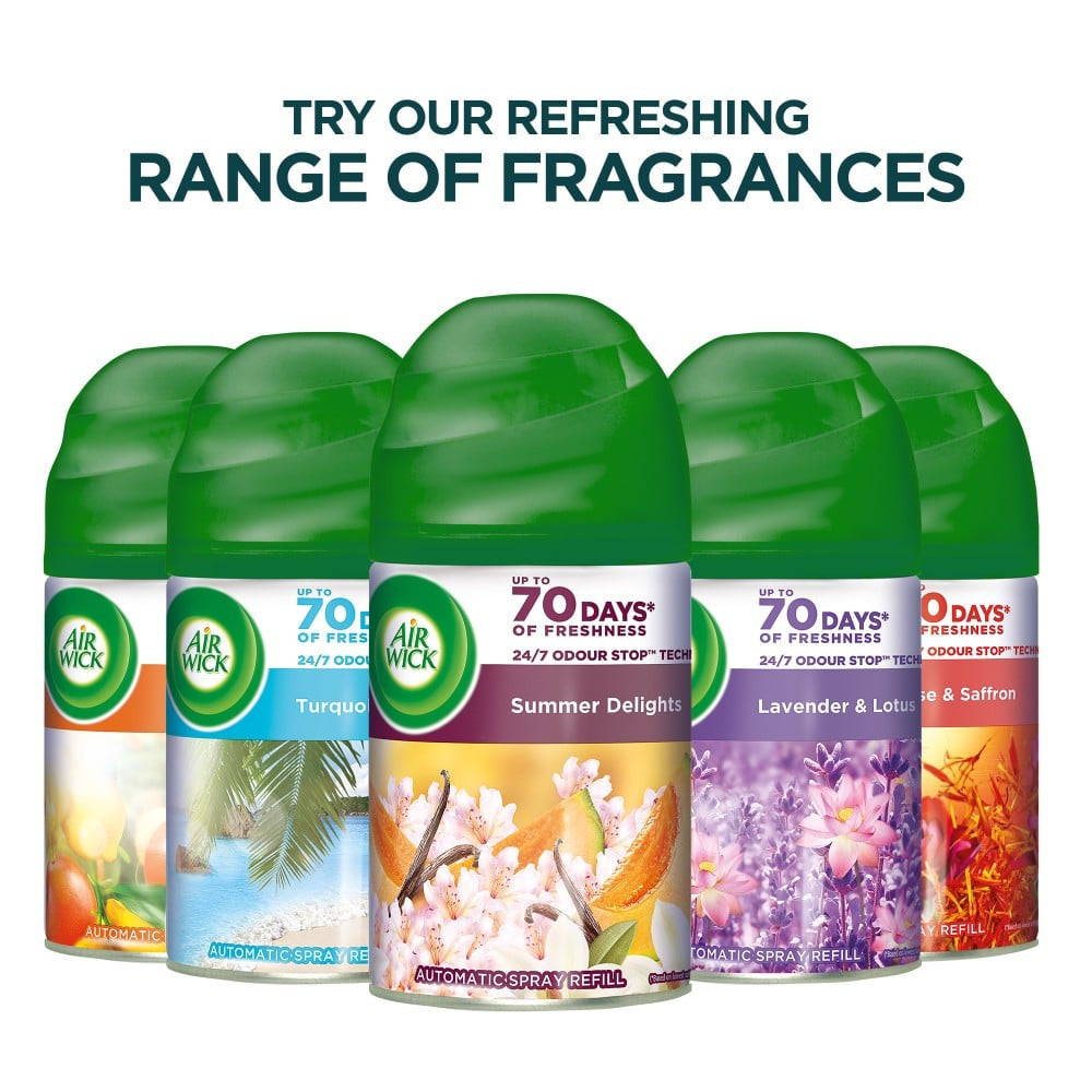 Airwick Airwick Air Freshener Kit (Machine + Summer Delights Refill) + Airwick Freshmatic Automatic Room Freshener (Rose and Saffron) Combo : 250 ml + 250 ml