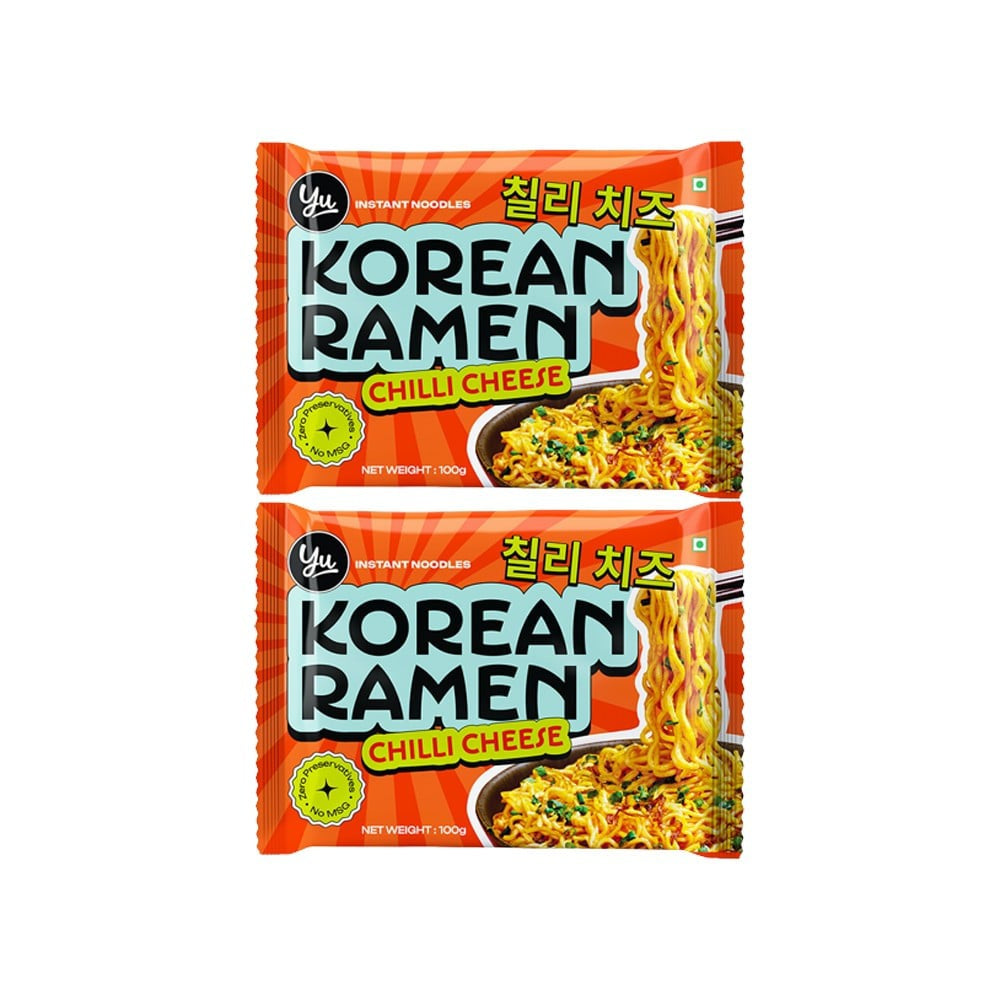 Yu Chilli Cheese Korean Ramen Instant Noodles - Pack of 2 : 2 x 100 g