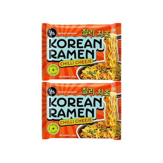 Yu Chilli Cheese Korean Ramen Instant Noodles - Pack of 2 : 2 x 100 g