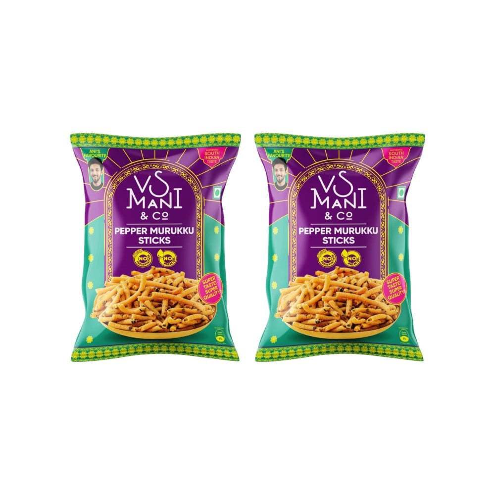 VS Mani & Co. Pepper Murukku Namkeen - Pack of 2 : 2 x 65 g
