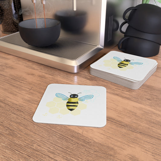 Honey Bee - Bubbly: Printed Coaster Set (Set of 4) - Prithvi Enterprises