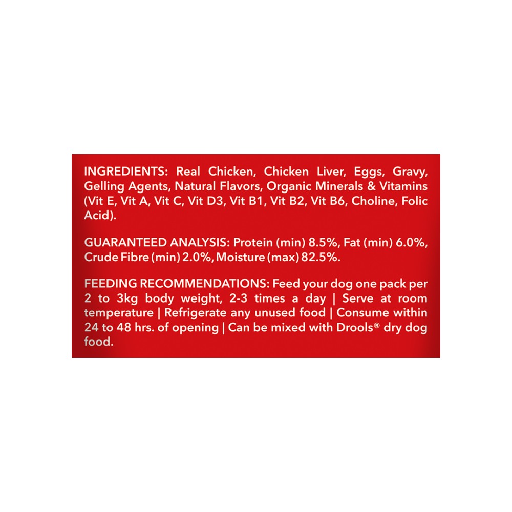 Drools Real Chicken and Chicken Liver Chunks in Gravy Dog Wet Food (Adult) : 150 g