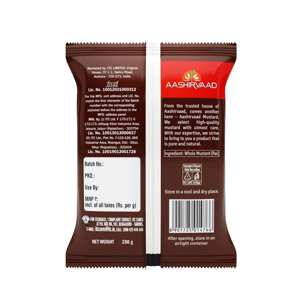 Aashirvaad Pure Whole Mustard Seeds : 200 g