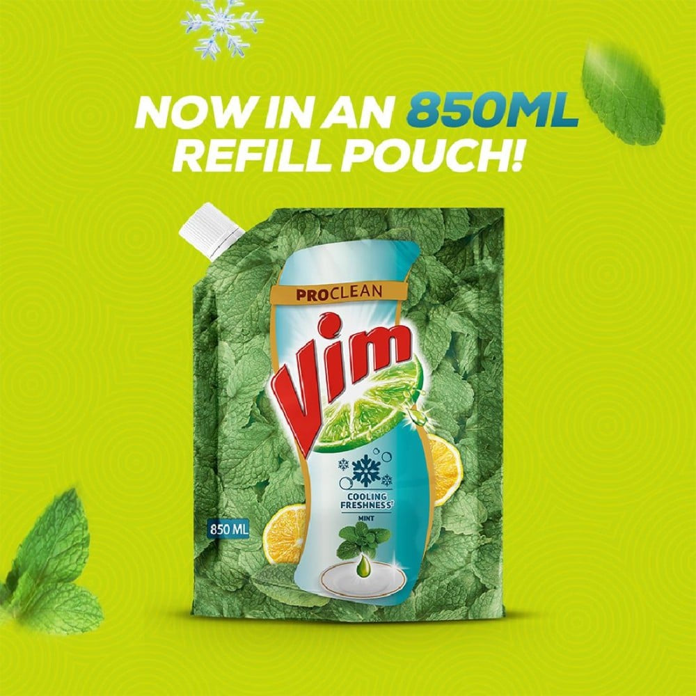 Vim Pro-Clean Anti-Smell Dishwash Gel (Mint) : 850 ml