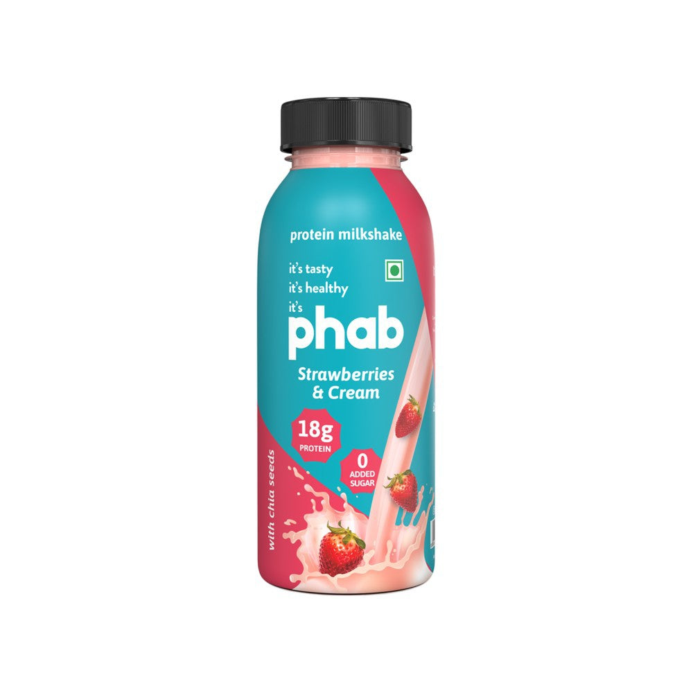 Phab 18g Protein Milkshake - Strawberries & Cream (No Added Sugar) : 200 ml