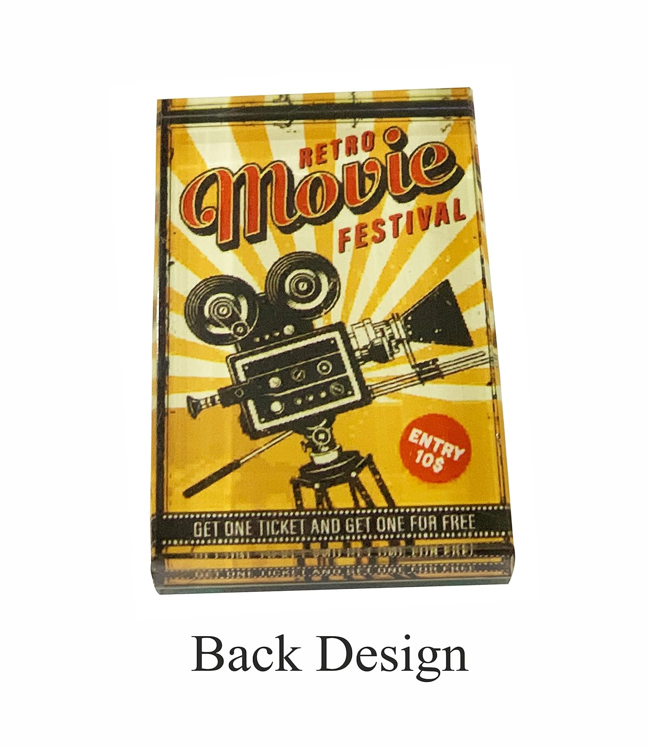 Acrylic Paper Weight - Old School Retro Cinema Theme (3 x 2 inches)