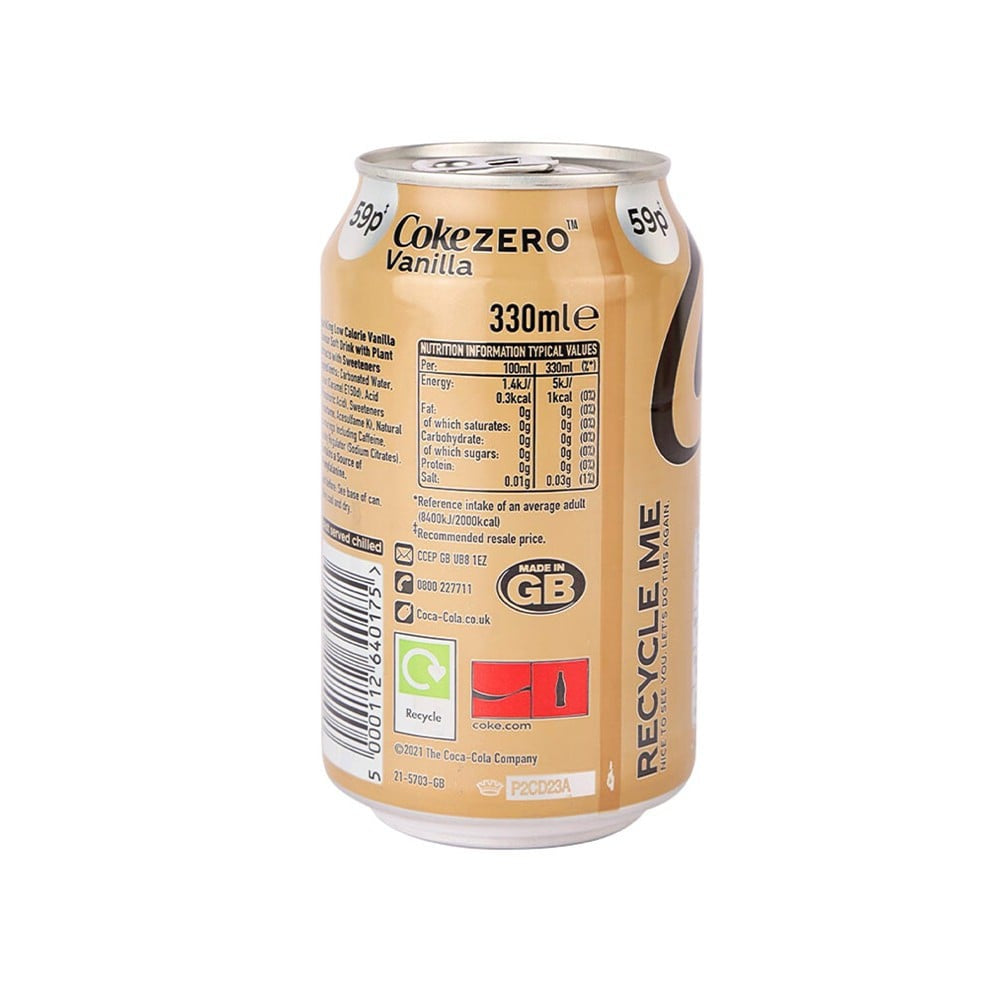 Coca-Cola Vanilla Soft Drink (Zero Sugar) : 330 ml