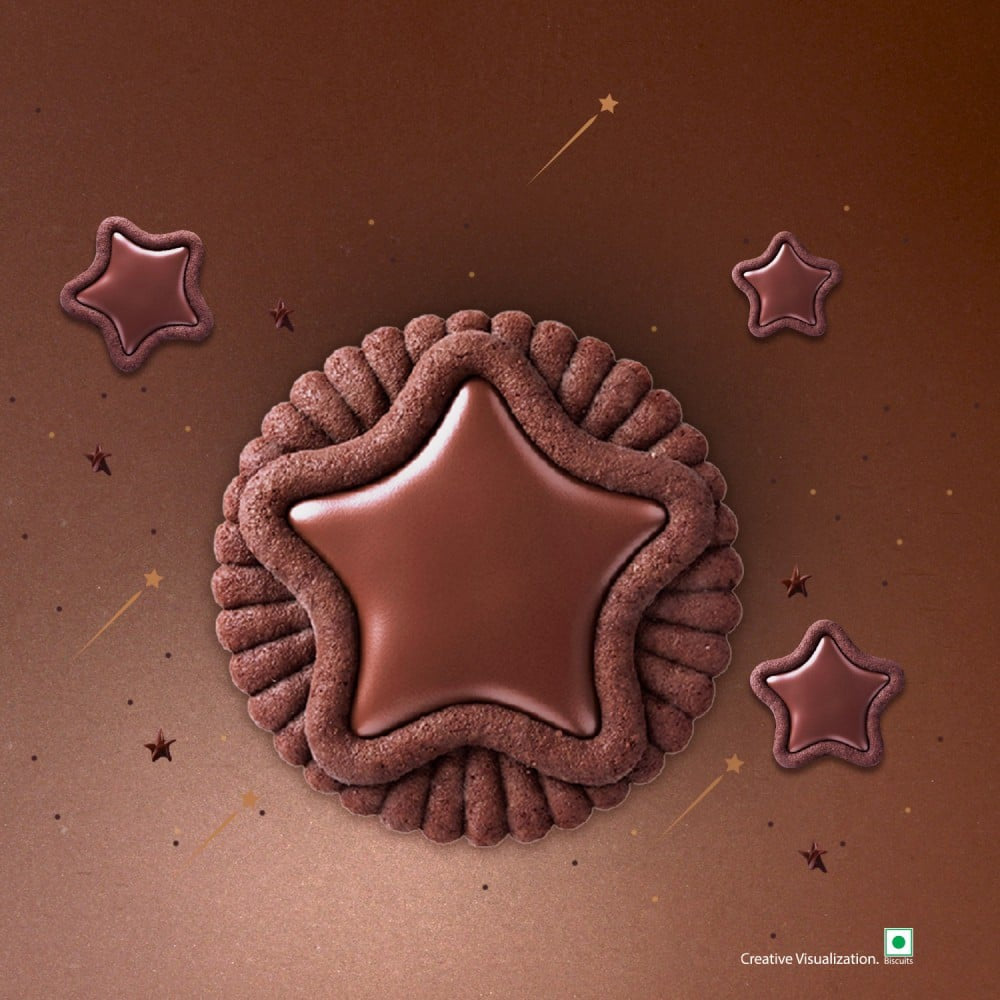 Britannia Pure Magic Choco Stars Chunky Chocolate Topped Cookies - Pack of 2 : 2 x 68.9 g