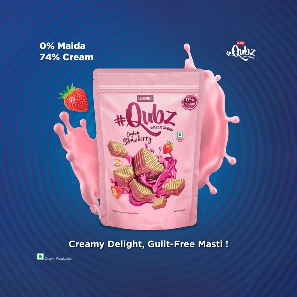 Unibic Qubz English Strawberry Wafer Cube : 150 g