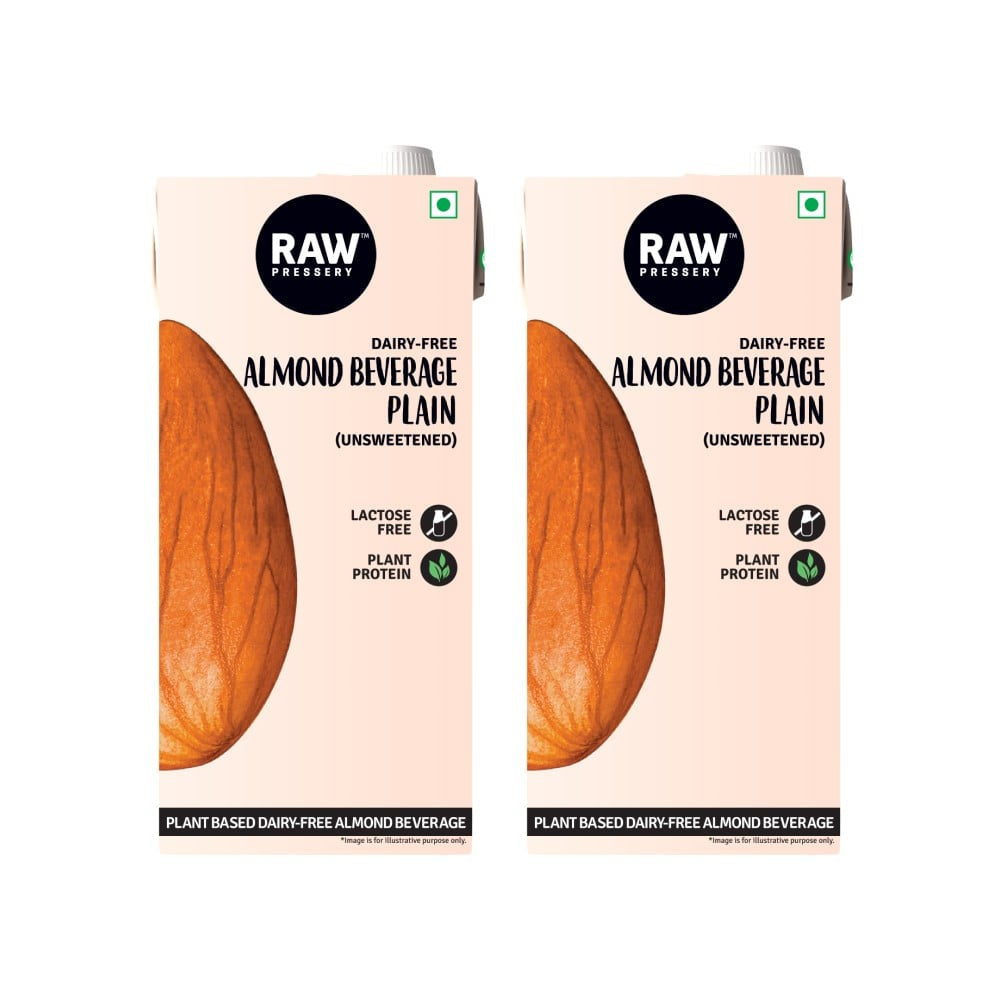 Raw Pressery Plain & Unsweetened Almond Beverage - Pack of 2 : 2 x 1 ltr
