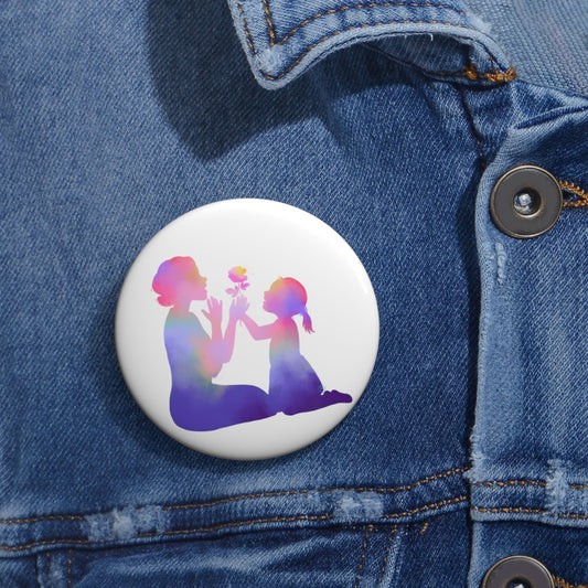 Mother and Daughter Love: Printed Button Badge