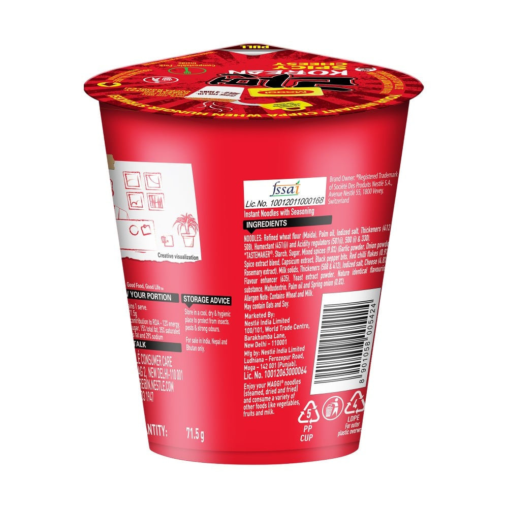 Maggi Korean Spicy Cheesy Cup Noodles : 71.5 g