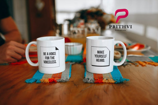 Prithvi Enterprises "Be a Voice for the Voiceless - Make Yourself Heard" Printed Mug - 11 Ounce, White - Prithvi Enterprises