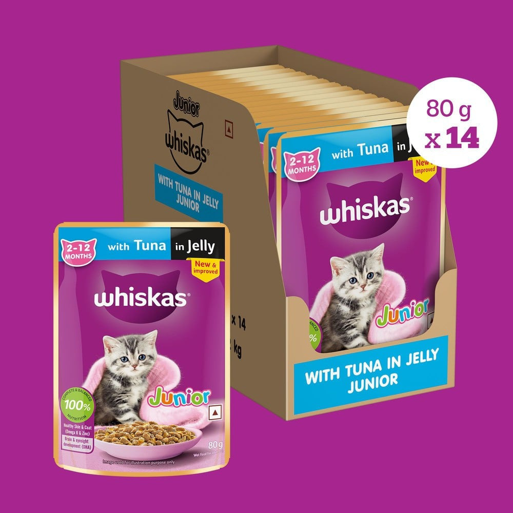 Whiskas Wet Kitten Food -Tuna in Jelly (2-12 Months) : 14 x 80 g