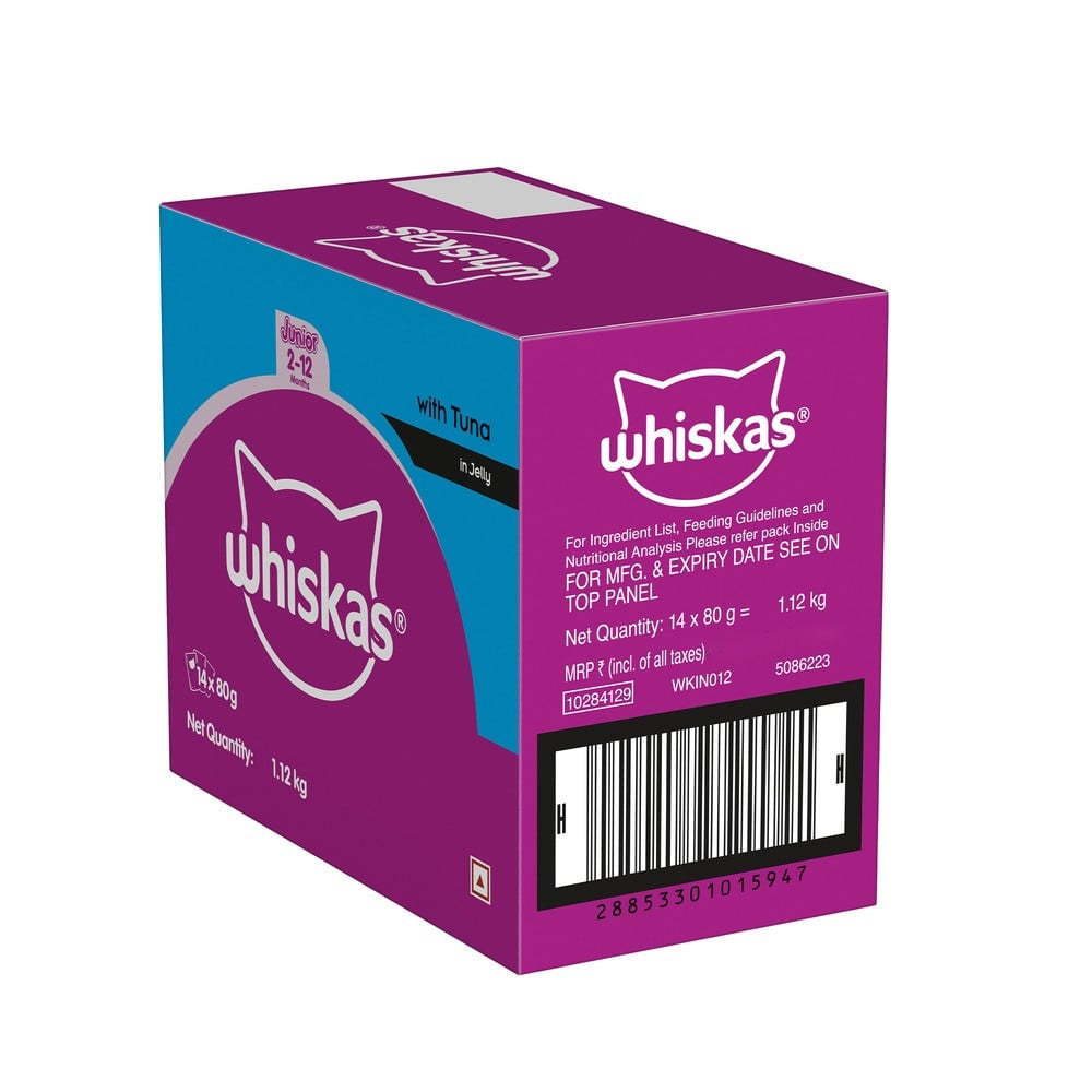 Whiskas Wet Kitten Food -Tuna in Jelly (2-12 Months) : 14 x 80 g