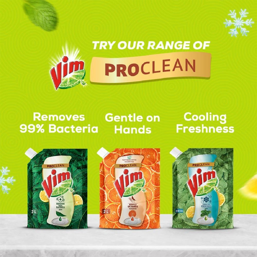 Vim Pro-Clean Anti-Smell Dishwash Gel (Mint) : 850 ml
