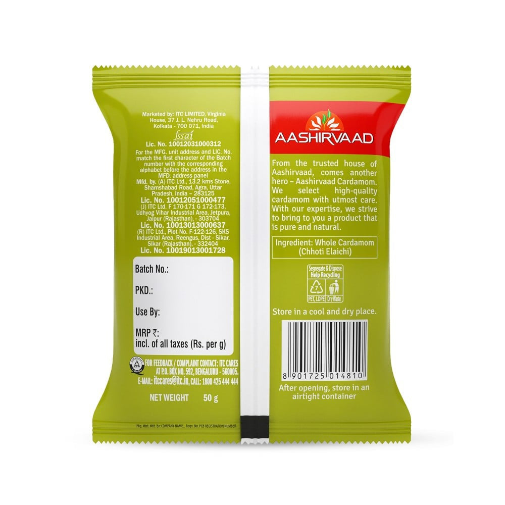 Aashirvaad Green Cardamom Whole : 50 g