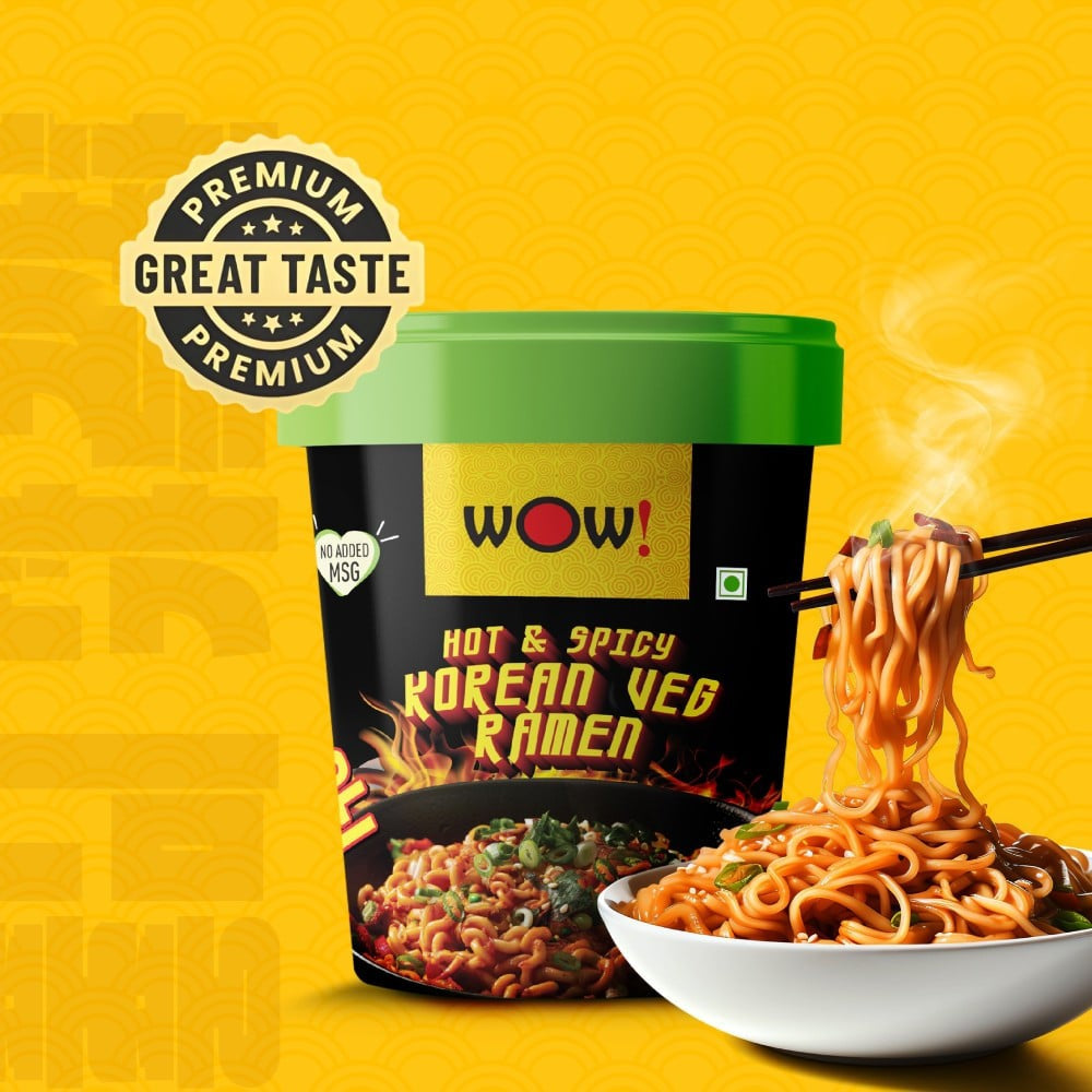 Wow! Hot & Spicy Korean Ramen Cup Noodles - Pack of 2 : 2 x 90 g