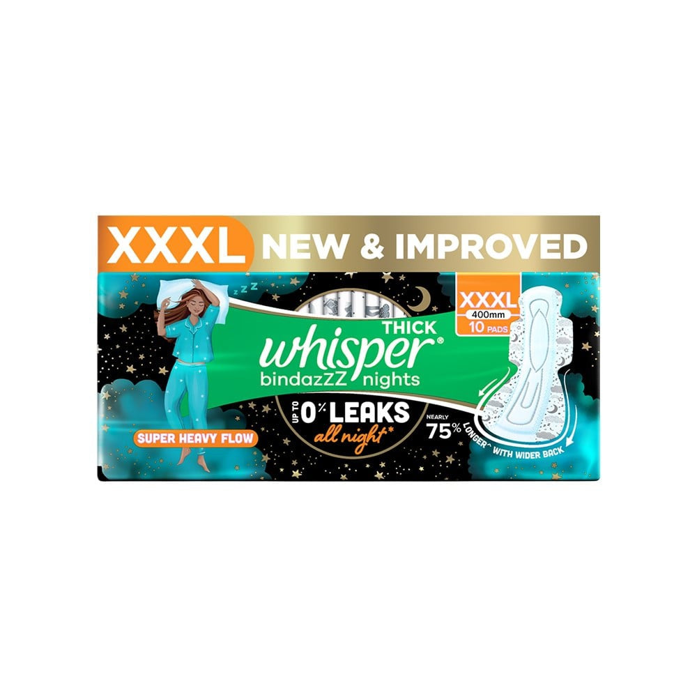 Whisper Bindazzz Nights Sanitary Pads : 10 pieces