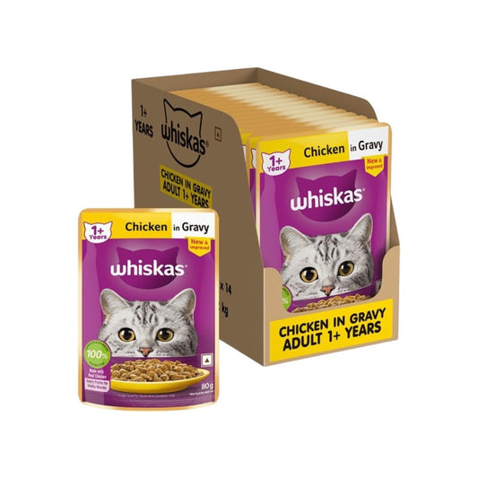 Whiskas Adult Wet Cat Food -Chicken in Gravy (1+ Years) : 14 x 80 g