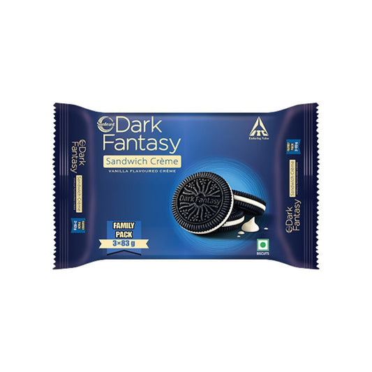Sunfeast Dark Fantasy Vanilla Sandwich Cream Biscuits : 3 x 83 g