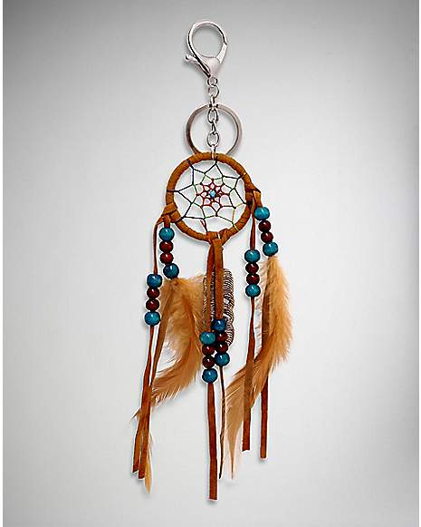 Dreamcatcher Keychain - Multicolor Center with Feathers