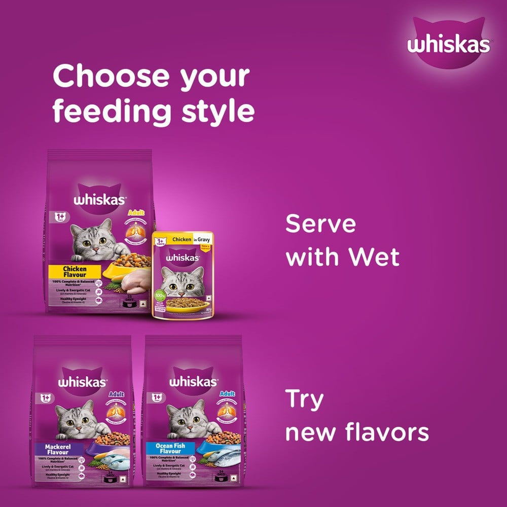 Whiskas Chicken Flavour Dry Cat Food (1+ Years) : 3 kg