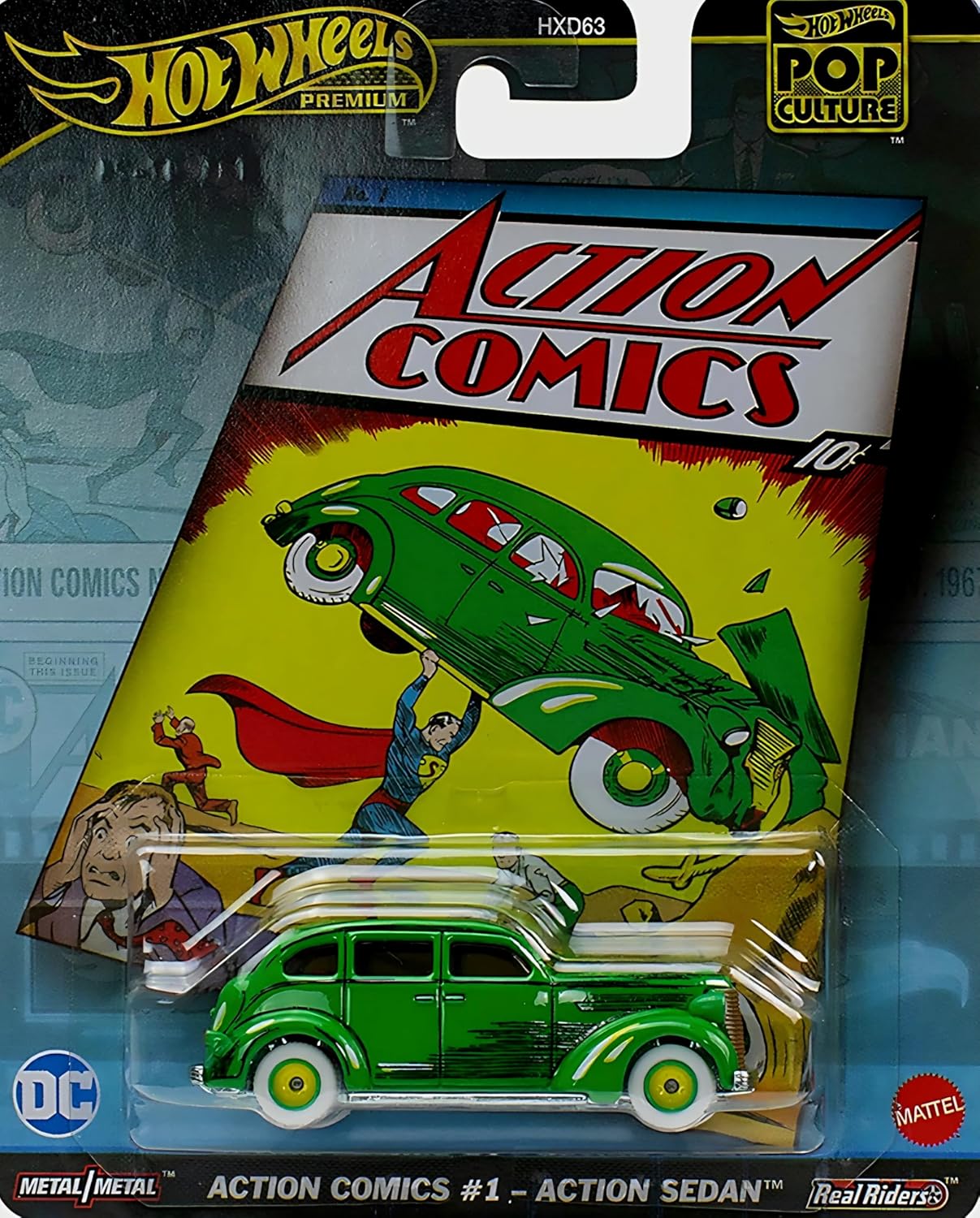 Action Comics #1 – Action Sedan (Green) – Hot Wheels Pop Culture Premium 2025 by Mattel